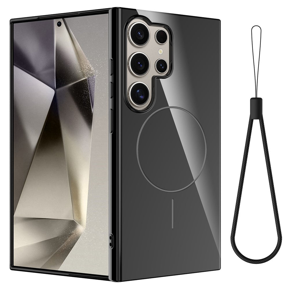 For Samsung Galaxy S22 Ultra 5G Magnetic Case TPU Phone Back Cover with Lanyard