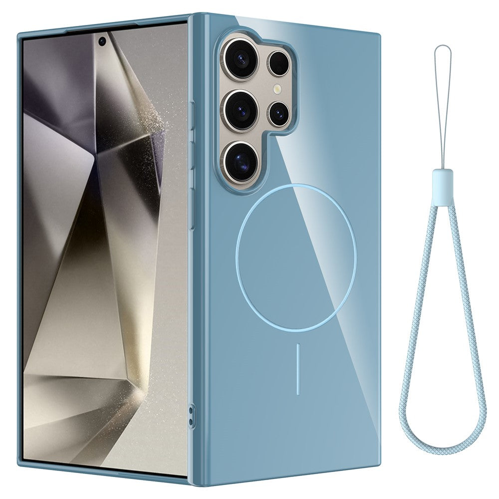 For Samsung Galaxy S22 Ultra 5G Magnetic Case TPU Phone Back Cover with Lanyard