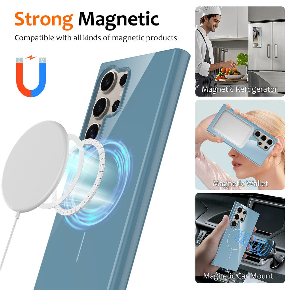 For Samsung Galaxy S22 Ultra 5G Magnetic Case TPU Phone Back Cover with Lanyard