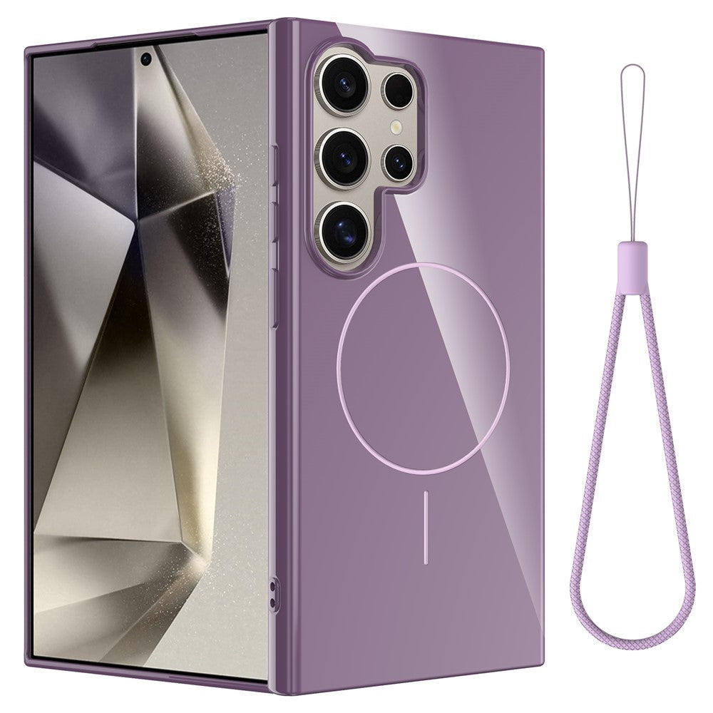 For Samsung Galaxy S22 Ultra 5G Magnetic Case TPU Phone Back Cover with Lanyard