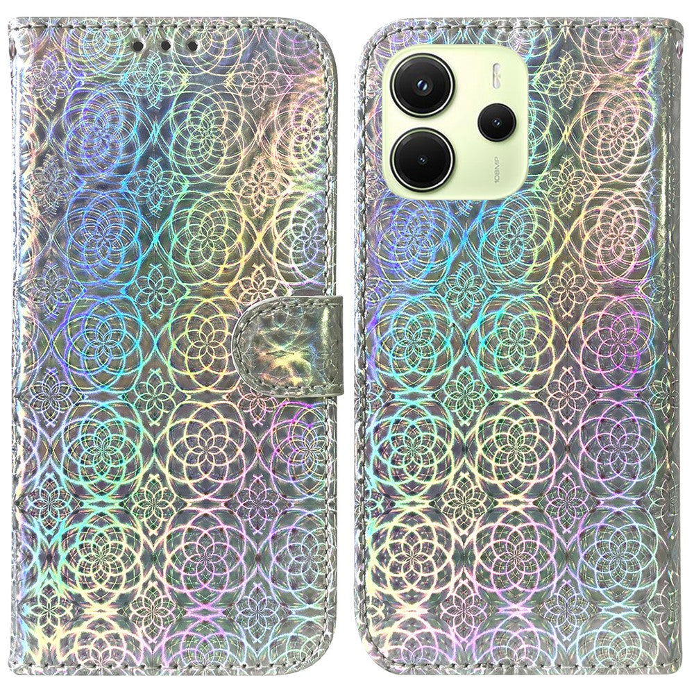 For Xiaomi Redmi Note 14 4G (164.84mm) Stand Case Dazzling Flower Leather Phone Cover