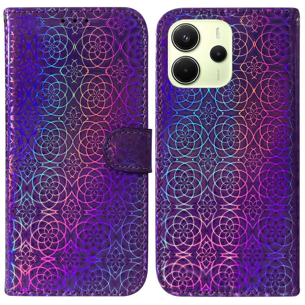 For Xiaomi Redmi Note 14 4G (164.84mm) Stand Case Dazzling Flower Leather Phone Cover