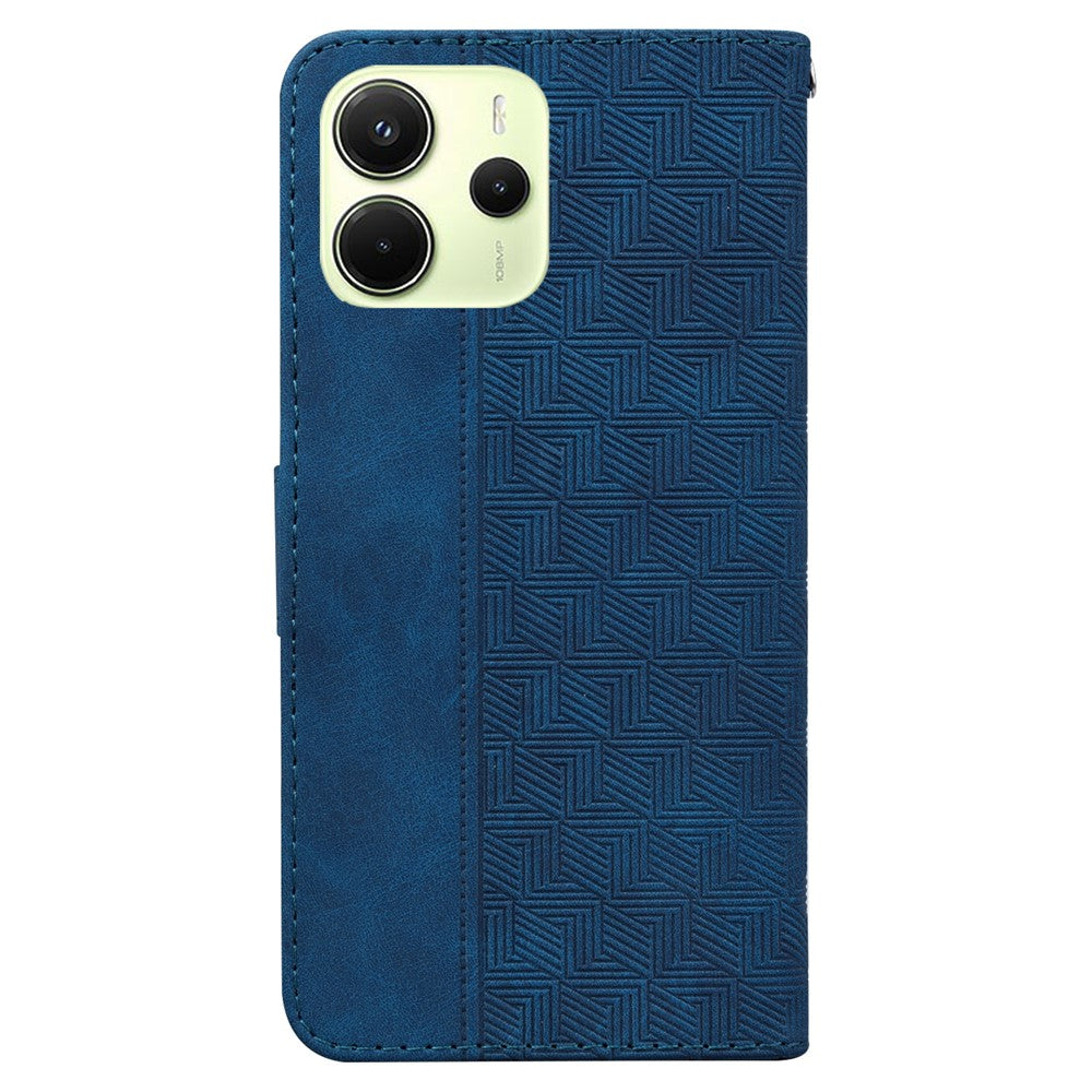 For Xiaomi Redmi Note 14 4G (164.84mm) Case Geometry Pattern Leather Wallet Phone Cover with Wrist Strap