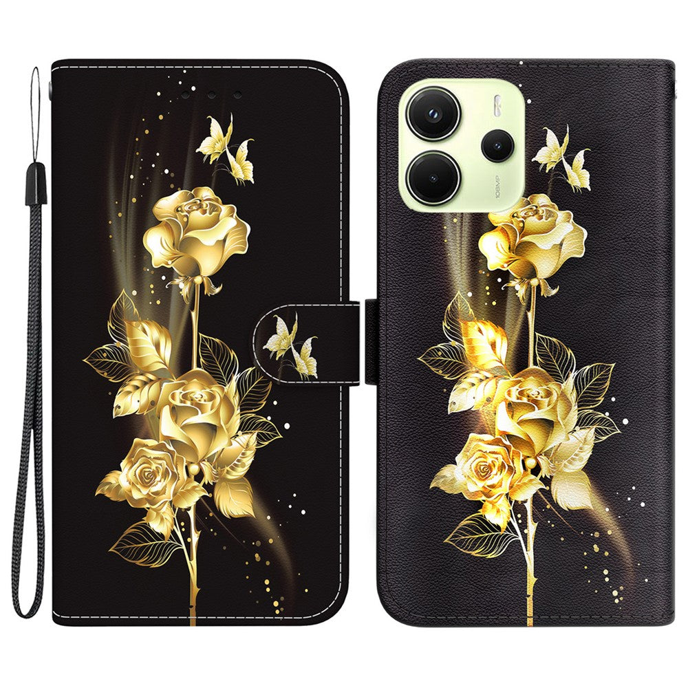 For Xiaomi Redmi Note 14 4G (164.84mm) Wallet Phone Case Anti-Drop Leather Flip Cover Pattern Printing