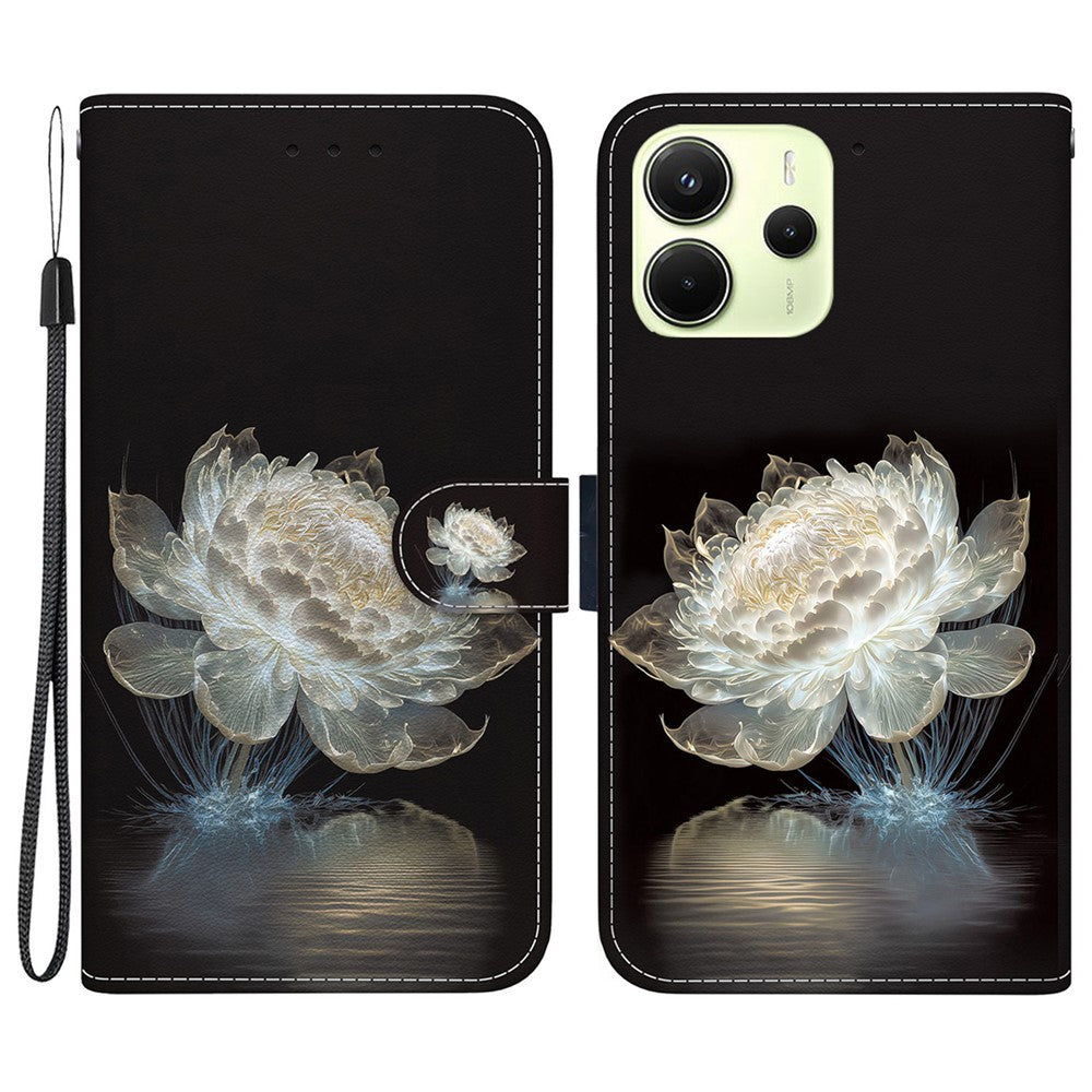 Xiaomi Redmi Note 14 4G (164.84mm) Plånboksfodral med fallskydd i läder, fällbart mönster, tryck