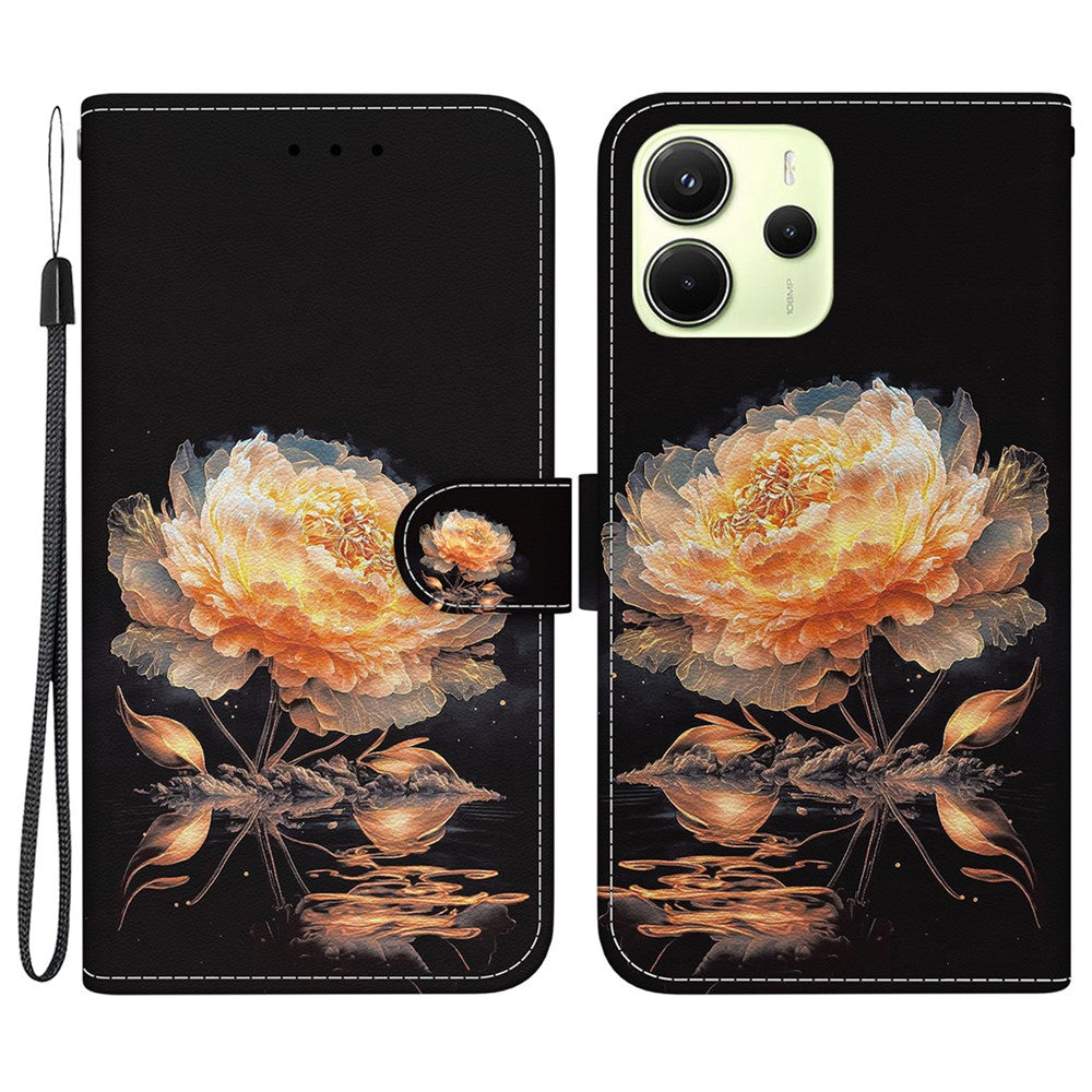 For Xiaomi Redmi Note 14 4G (164.84mm) Wallet Phone Case Anti-Drop Leather Flip Cover Pattern Printing