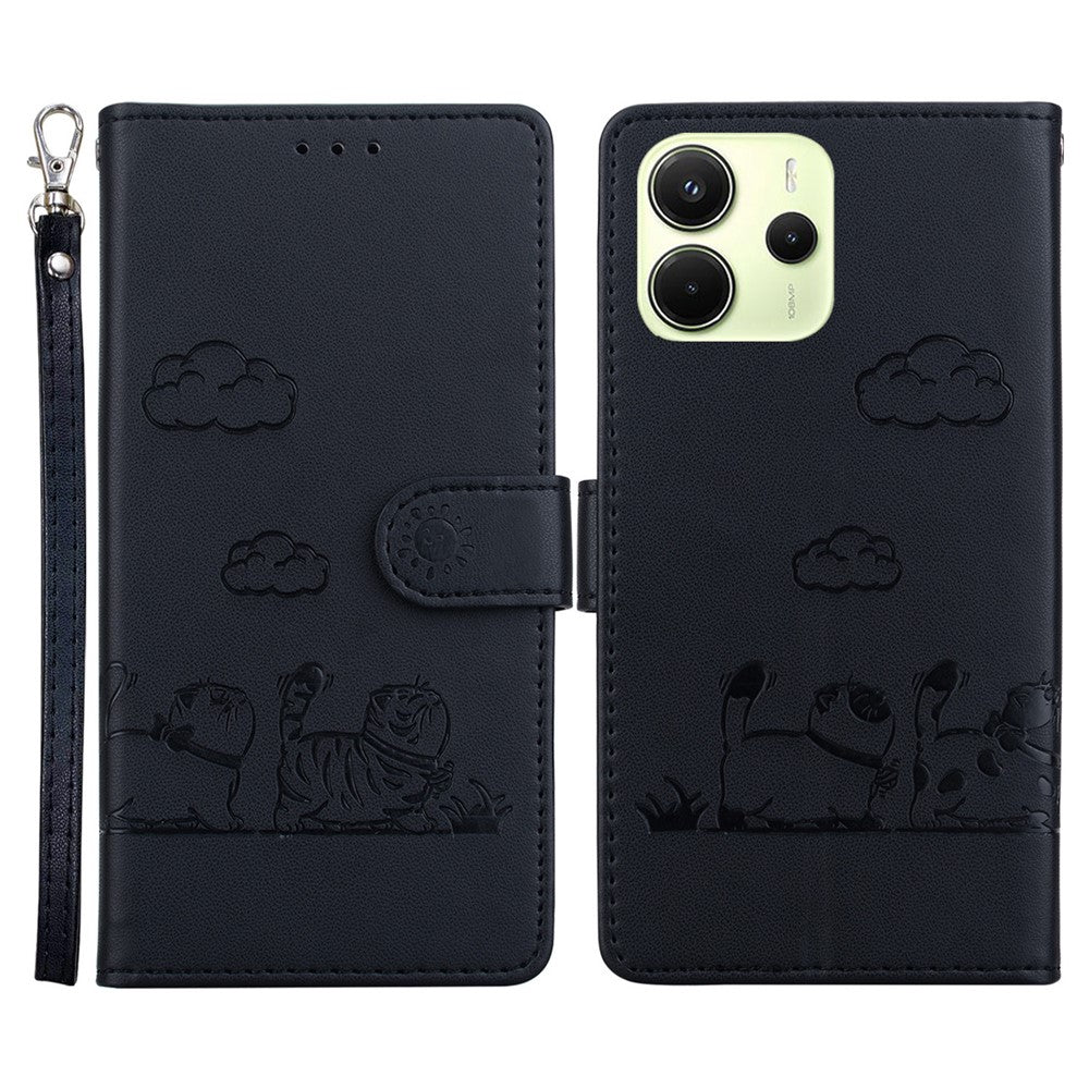 For Xiaomi Redmi Note 14 4G (164.84mm) Case RFID Blocking Kitten Pattern TPU + PU Leather Phone Cover