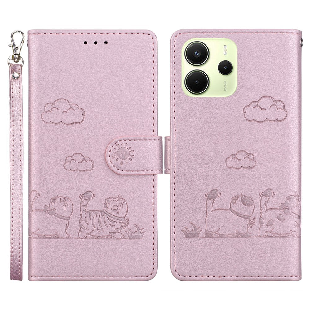 For Xiaomi Redmi Note 14 4G (164.84mm) Case RFID Blocking Kitten Pattern TPU + PU Leather Phone Cover