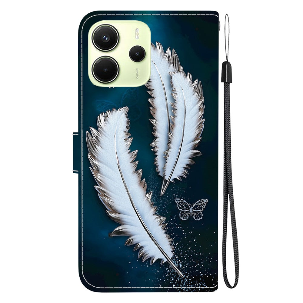For Xiaomi Redmi Note 14 4G (164.84mm) Case Pattern Printing Anti-Drop Leather Flip Wallet Phone Cover with Lanyard