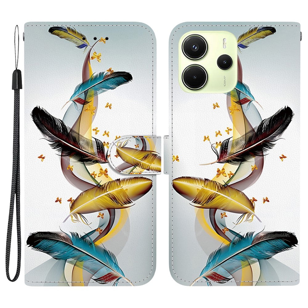 For Xiaomi Redmi Note 14 4G (164.84mm) Case Pattern Printing Anti-Drop Leather Flip Wallet Phone Cover with Lanyard