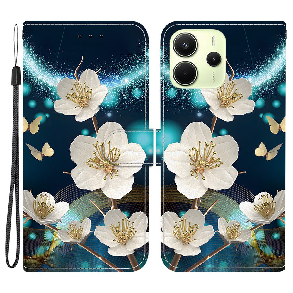 For Xiaomi Redmi Note 14 4G (164.84mm) Case Pattern Printing Anti-Drop Leather Flip Wallet Phone Cover with Lanyard