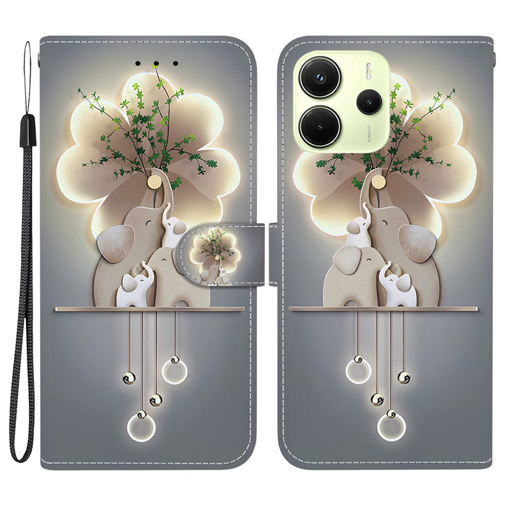 For Xiaomi Redmi Note 14 4G (164.84mm) Case Pattern Printing Anti-Drop Leather Flip Wallet Phone Cover with Lanyard