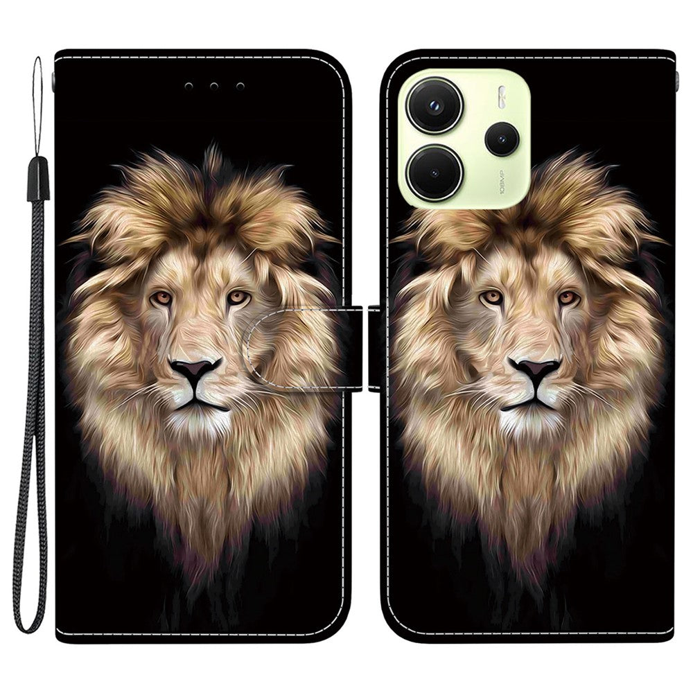 For Xiaomi Redmi Note 14 4G (164.84mm) Case Pattern Printing Anti-Drop Leather Flip Wallet Phone Cover with Lanyard