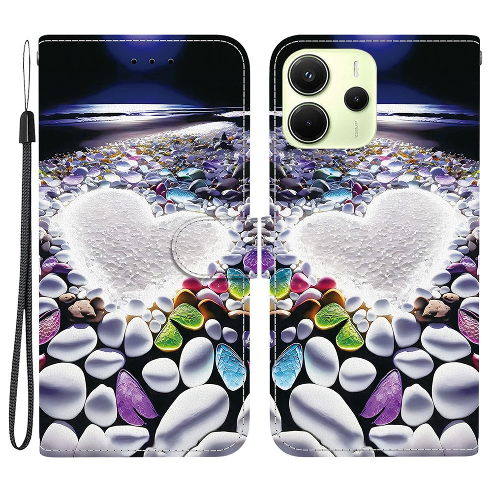 For Xiaomi Redmi Note 14 4G (164.84mm) Case Pattern Printing Anti-Drop Leather Flip Wallet Phone Cover with Lanyard