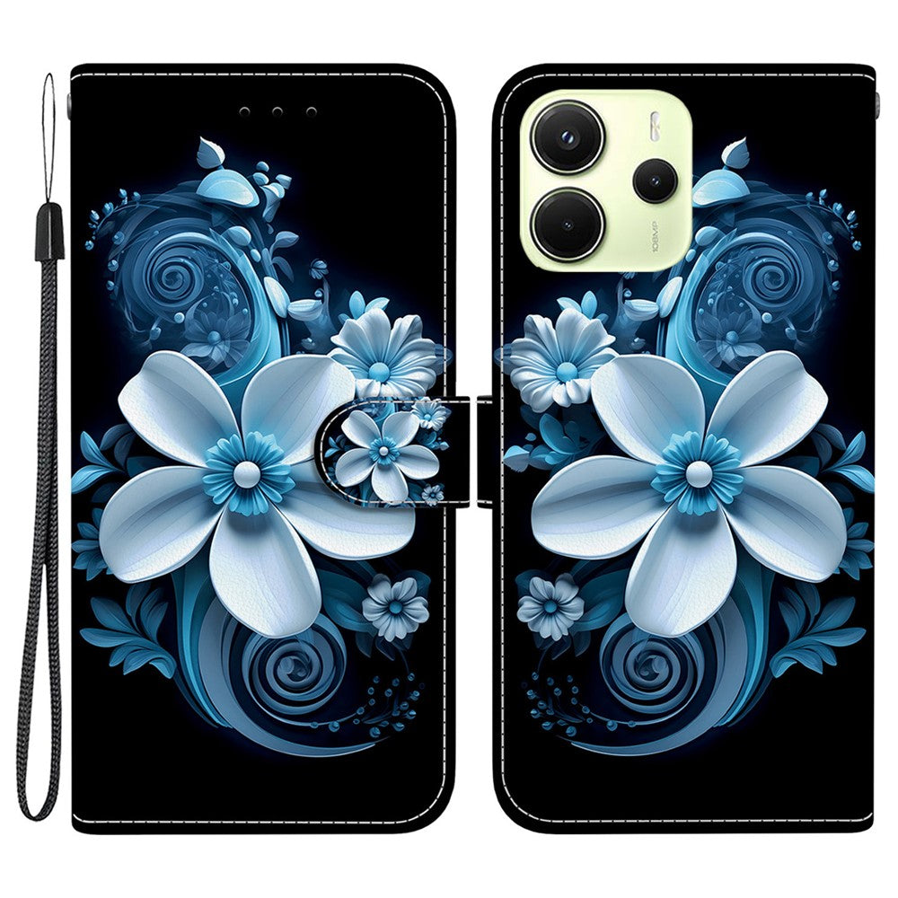 For Xiaomi Redmi Note 14 4G (164.84mm) Case Pattern Printing Anti-Drop Leather Flip Wallet Phone Cover with Lanyard