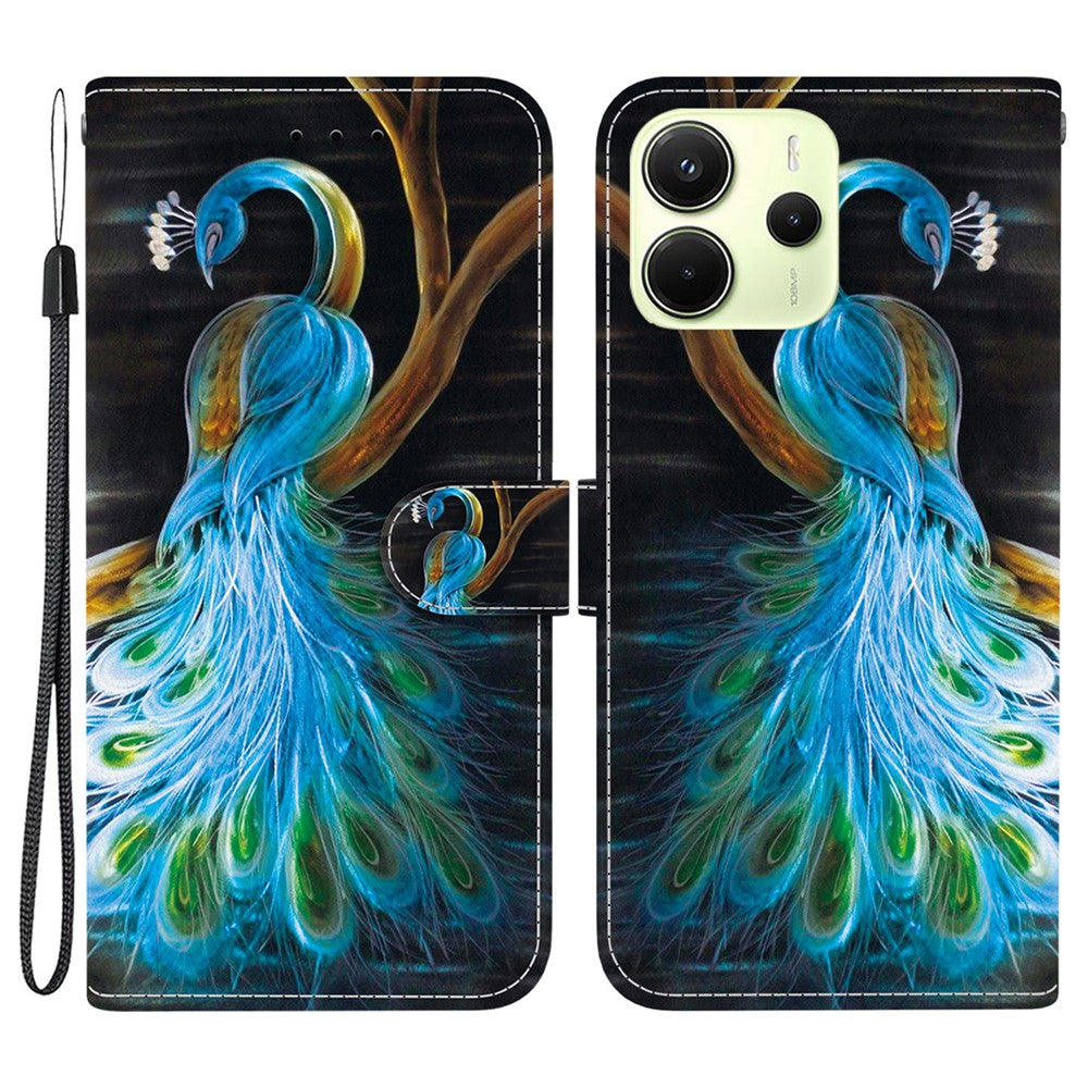 For Xiaomi Redmi Note 14 4G (164.84mm) Case Pattern Printing Anti-Drop Leather Flip Wallet Phone Cover with Lanyard