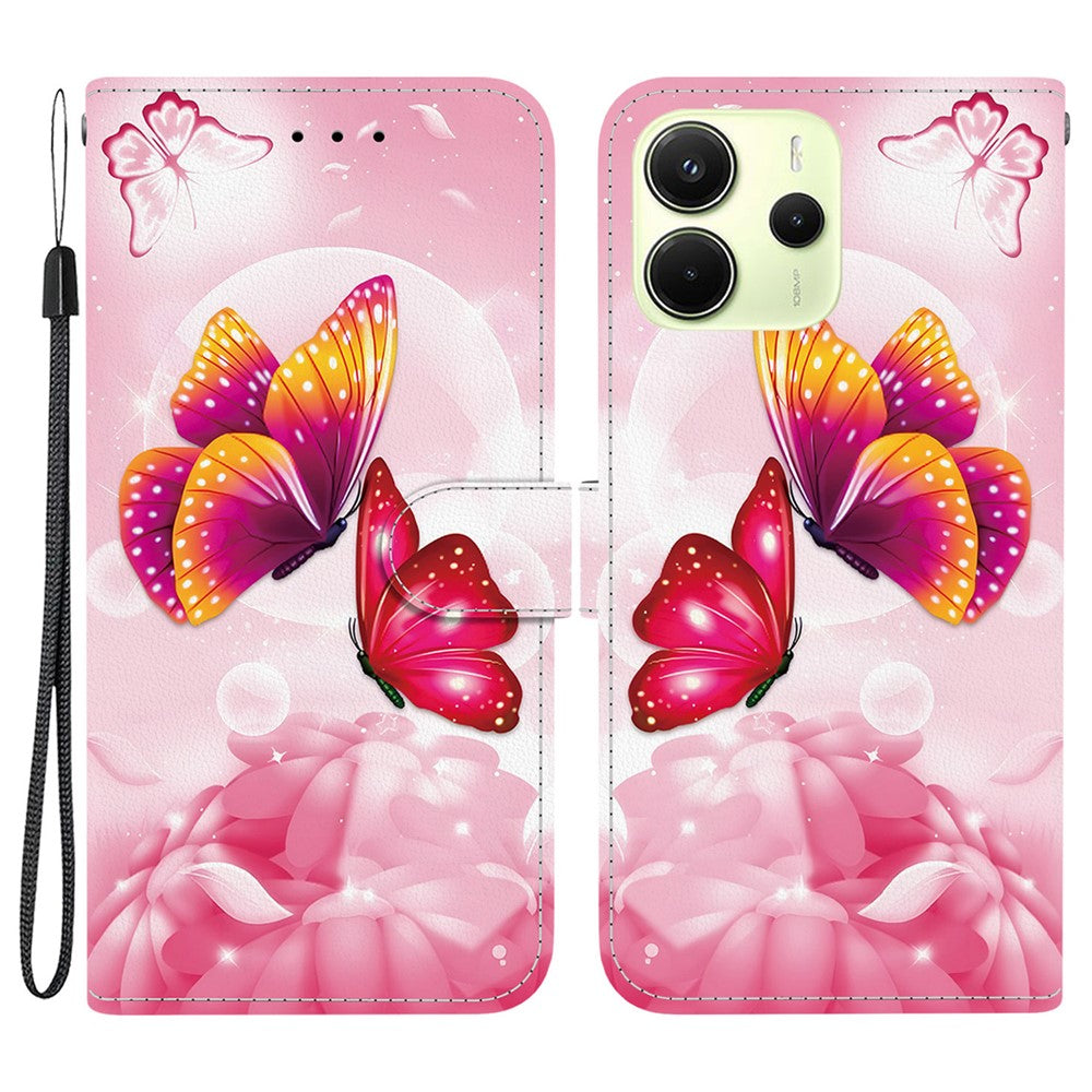 For Xiaomi Redmi Note 14 4G (164.84mm) Case Pattern Printing Anti-Drop Leather Flip Wallet Phone Cover with Lanyard