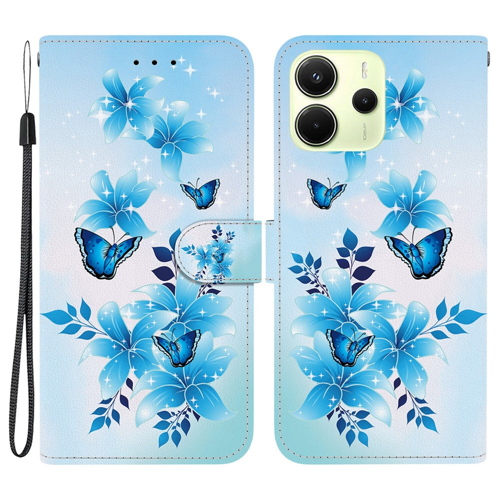 For Xiaomi Redmi Note 14 4G (164.84mm) Case Pattern Printing Anti-Drop Leather Flip Wallet Phone Cover with Lanyard