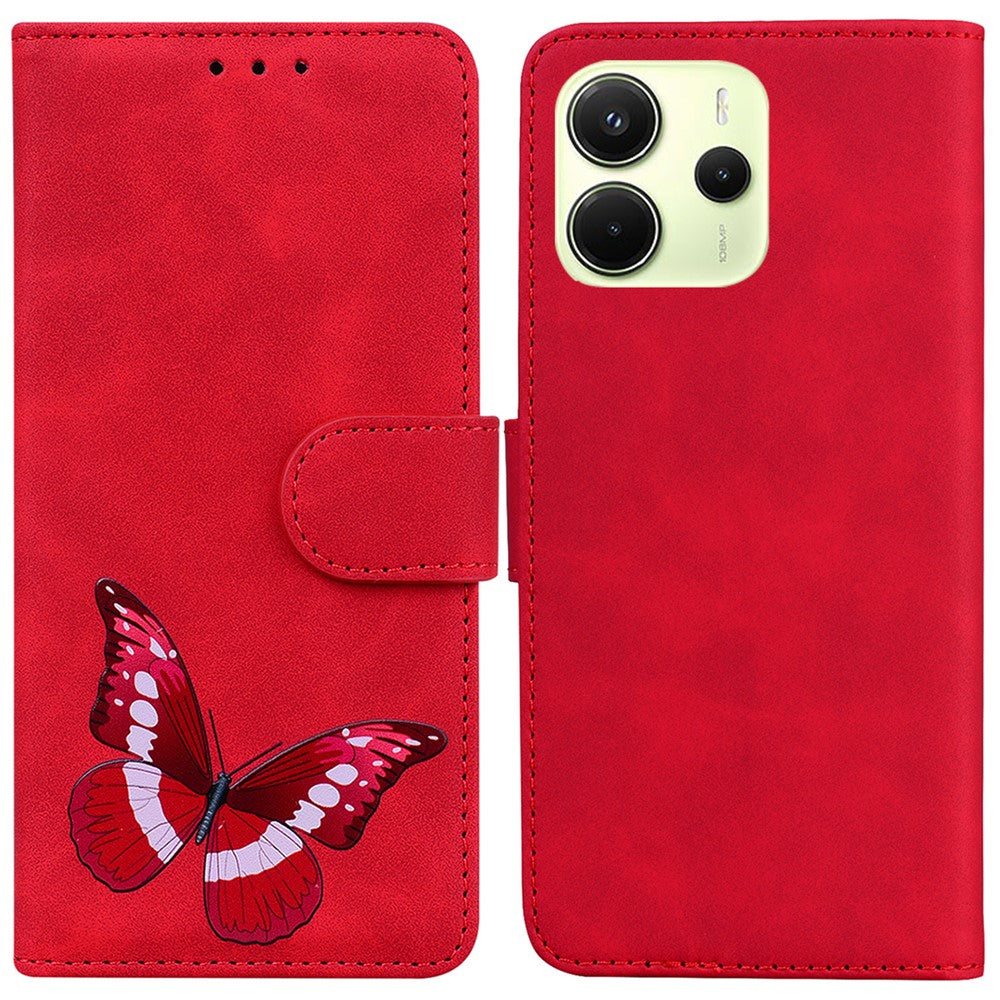 For Xiaomi Redmi Note 14 4G (164.84mm) Stand Case PU Leather Phone Cover Butterfly Printed