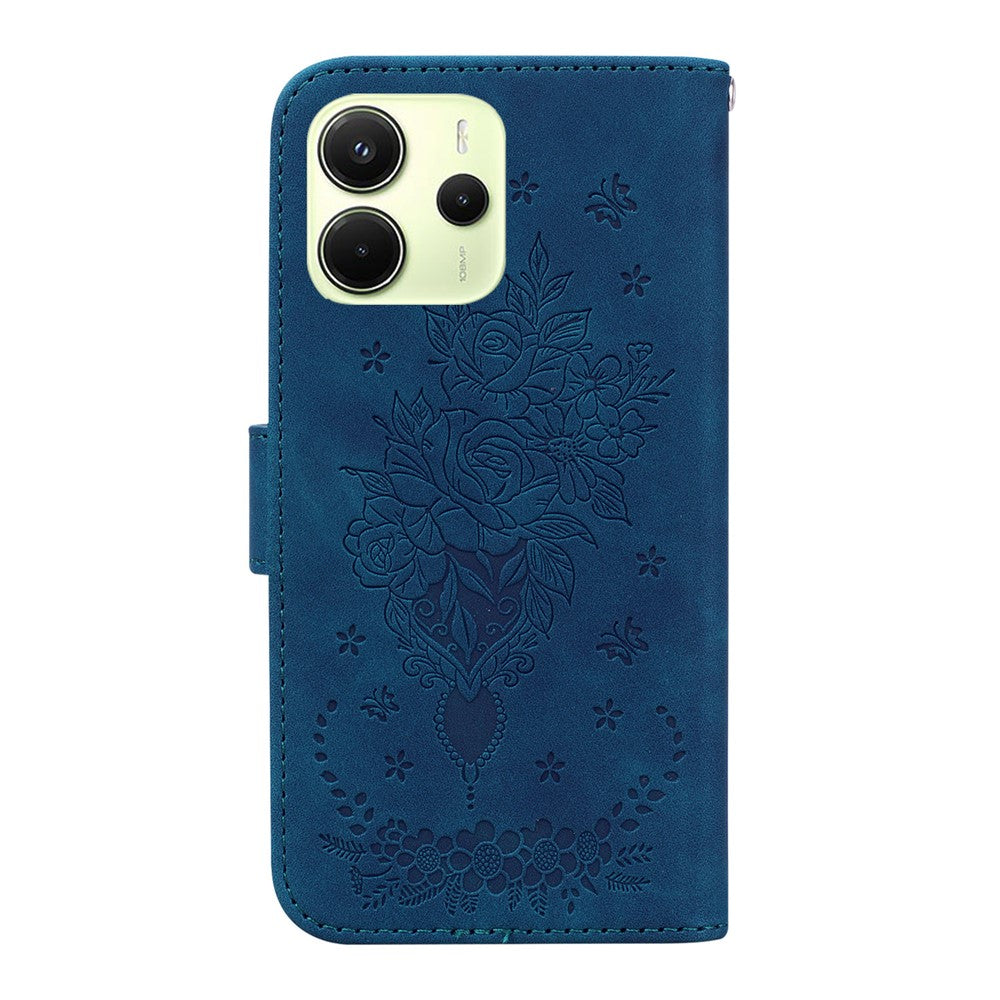 For Xiaomi Redmi Note 14 4G (164.84mm) Case PU Leather Wallet Phone Cover Butterfly Flower Imprint