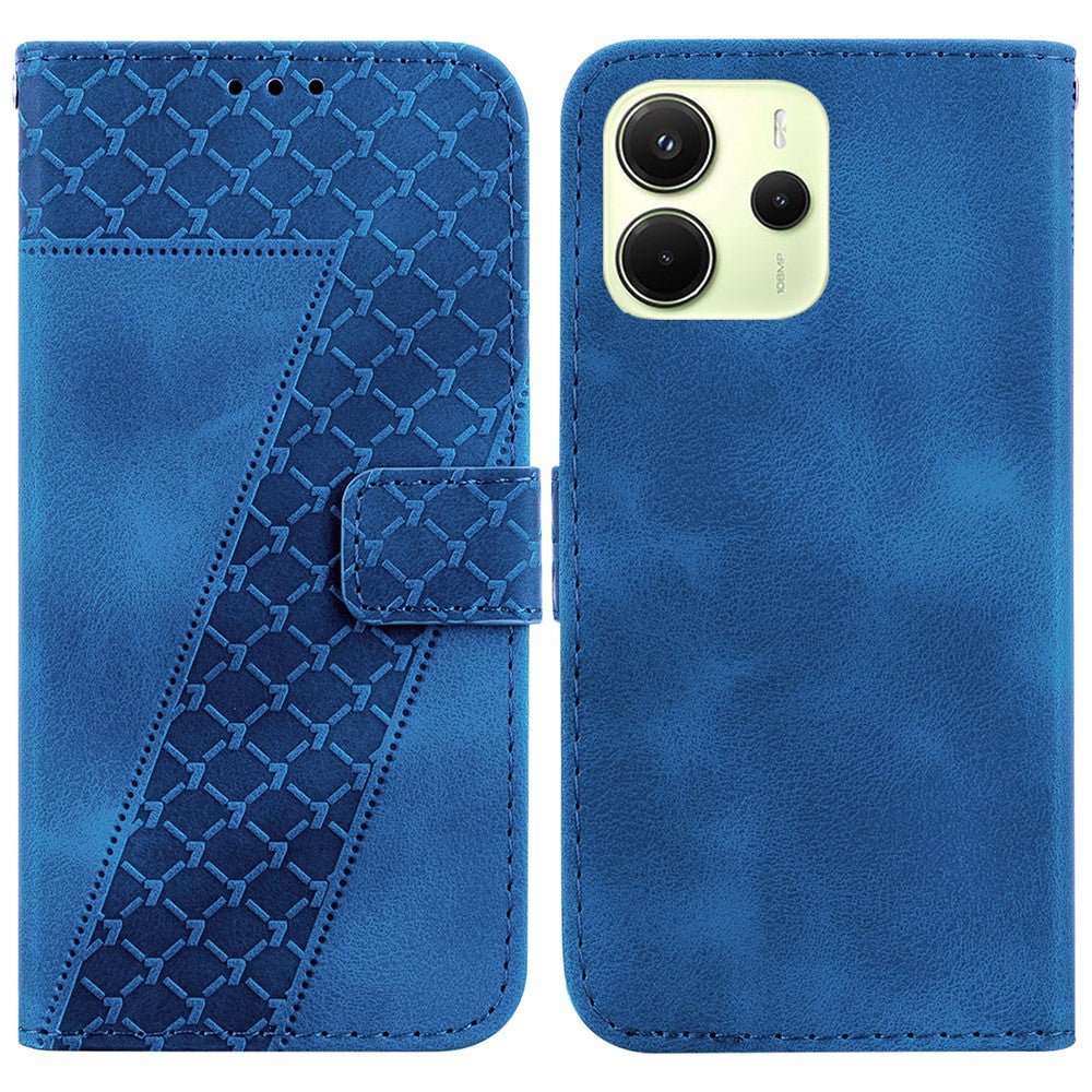 For Xiaomi Redmi Note 14 4G (164.84mm) Stand Case 7-Shaped Pattern Imprint Leather Phone Cover