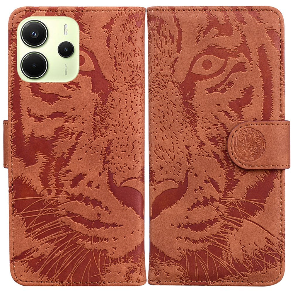 For Xiaomi Redmi Note 14 4G (164.84mm) Case Tiger Imprint Leather Wallet Phone Cover