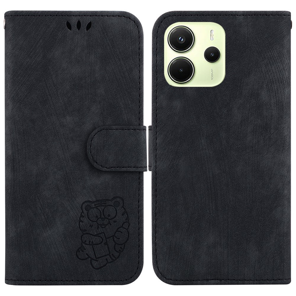 For Xiaomi Redmi Note 14 4G (164.84mm) Wallet Case Tiger Imprint Leather Shockproof Phone Cover