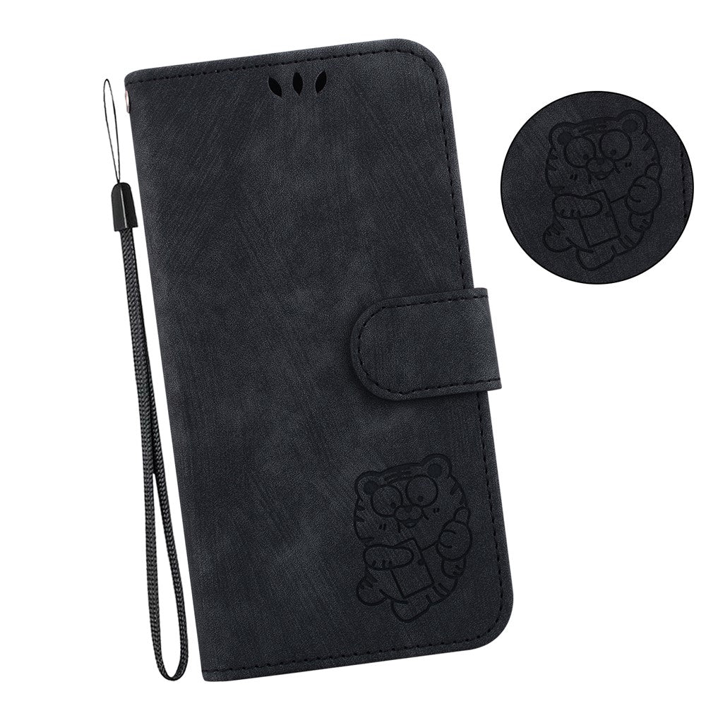 For Xiaomi Redmi Note 14 4G (164.84mm) Wallet Case Tiger Imprint Leather Shockproof Phone Cover