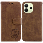 For Xiaomi Redmi Note 14 4G (164.84mm) Wallet Case Tiger Imprint Leather Shockproof Phone Cover