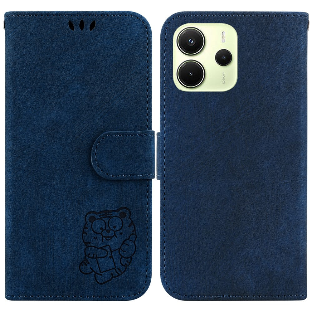 For Xiaomi Redmi Note 14 4G (164.84mm) Wallet Case Tiger Imprint Leather Shockproof Phone Cover