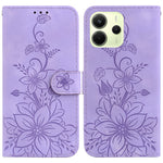For Xiaomi Redmi Note 14 4G (164.84mm) Case Lily Flower Imprint Leather Phone Cover with Stand
