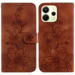 For Xiaomi Redmi Note 14 4G (164.84mm) Case Lily Flower Imprint Leather Phone Cover with Stand