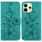 For Xiaomi Redmi Note 14 4G (164.84mm) Case Lily Flower Imprint Leather Phone Cover with Stand