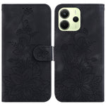 For Xiaomi Redmi Note 14 4G (164.84mm) Case Lily Flower Imprint Leather Phone Cover with Stand