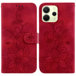 For Xiaomi Redmi Note 14 4G (164.84mm) Case Lily Flower Imprint Leather Phone Cover with Stand