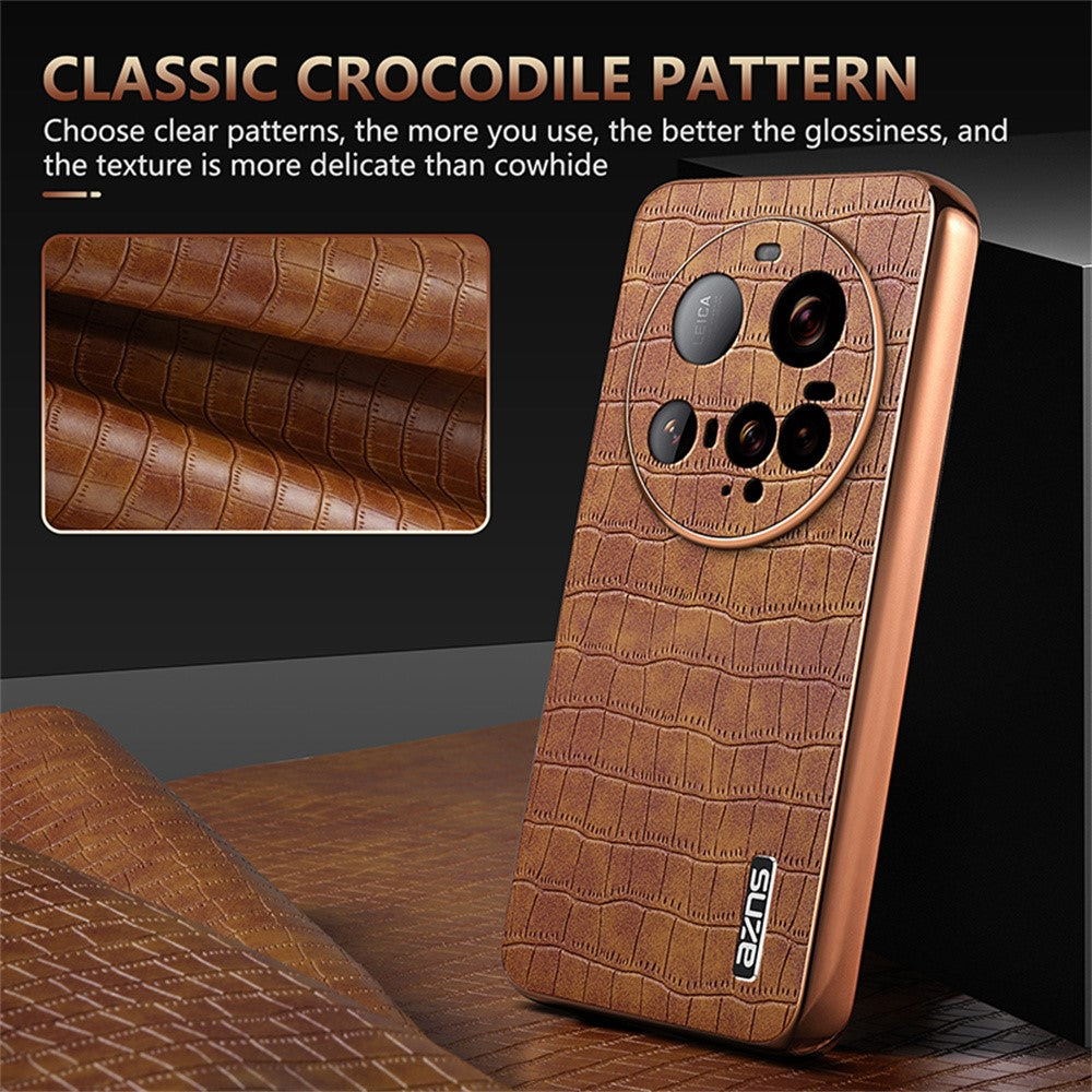 AZNS For Xiaomi 15 Ultra Case Electroplating Crocodile Texture PU + TPU Phone Cover