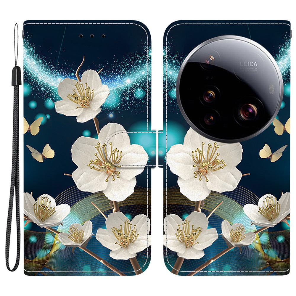 For Xiaomi 15 Ultra Case Pattern Printing Anti-Drop Leather Flip Wallet Phone Cover with Lanyard