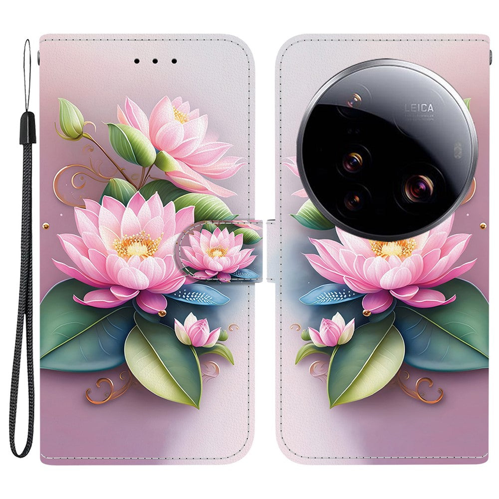 For Xiaomi 15 Ultra Case Pattern Printing Anti-Drop Leather Flip Wallet Phone Cover with Lanyard