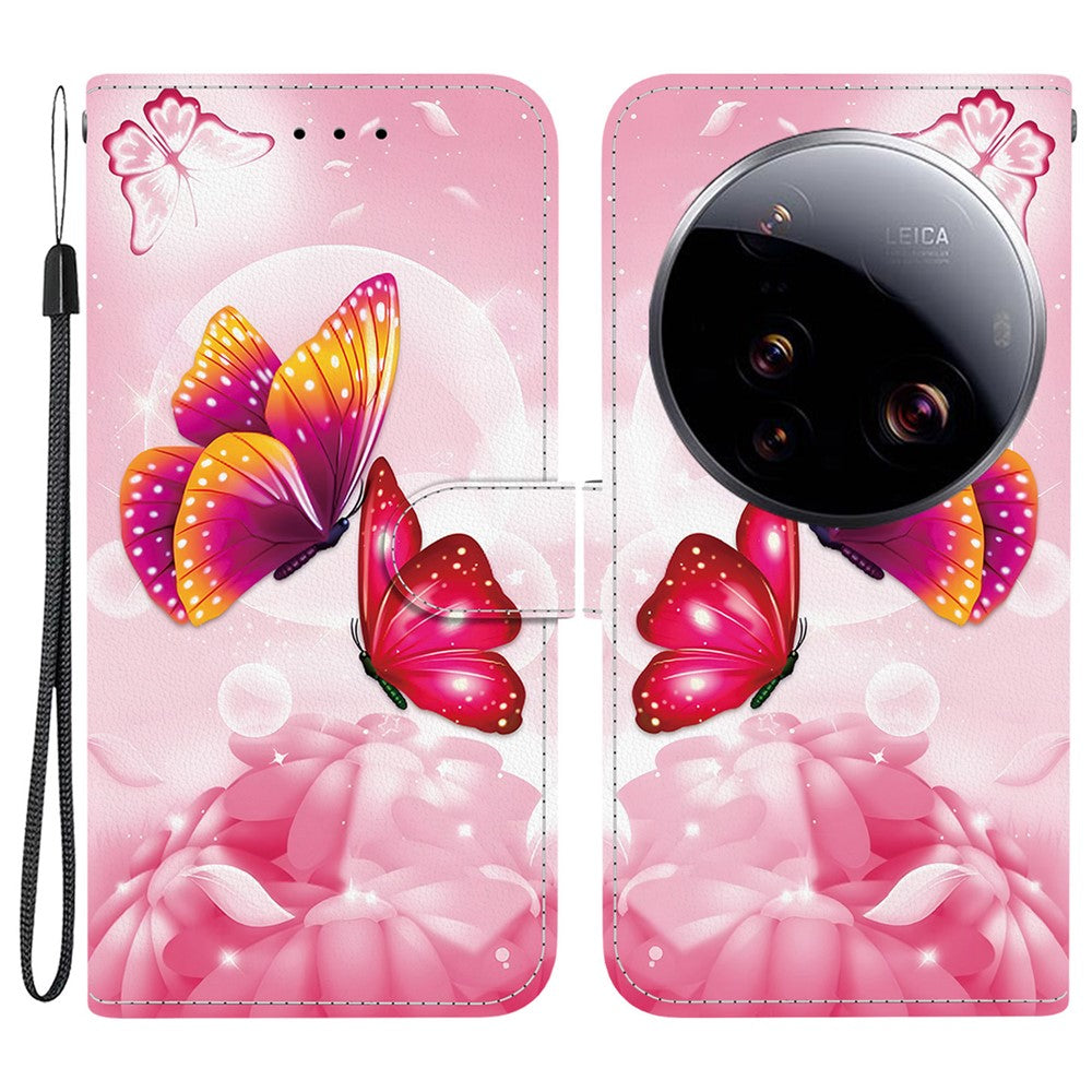 For Xiaomi 15 Ultra Case Pattern Printing Anti-Drop Leather Flip Wallet Phone Cover with Lanyard