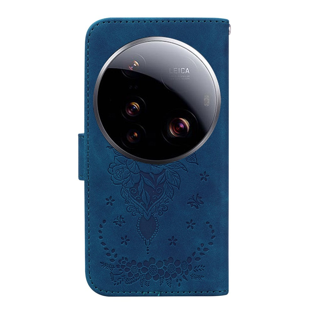 For Xiaomi 15 Ultra Case PU Leather Wallet Phone Cover Butterfly Flower Imprint