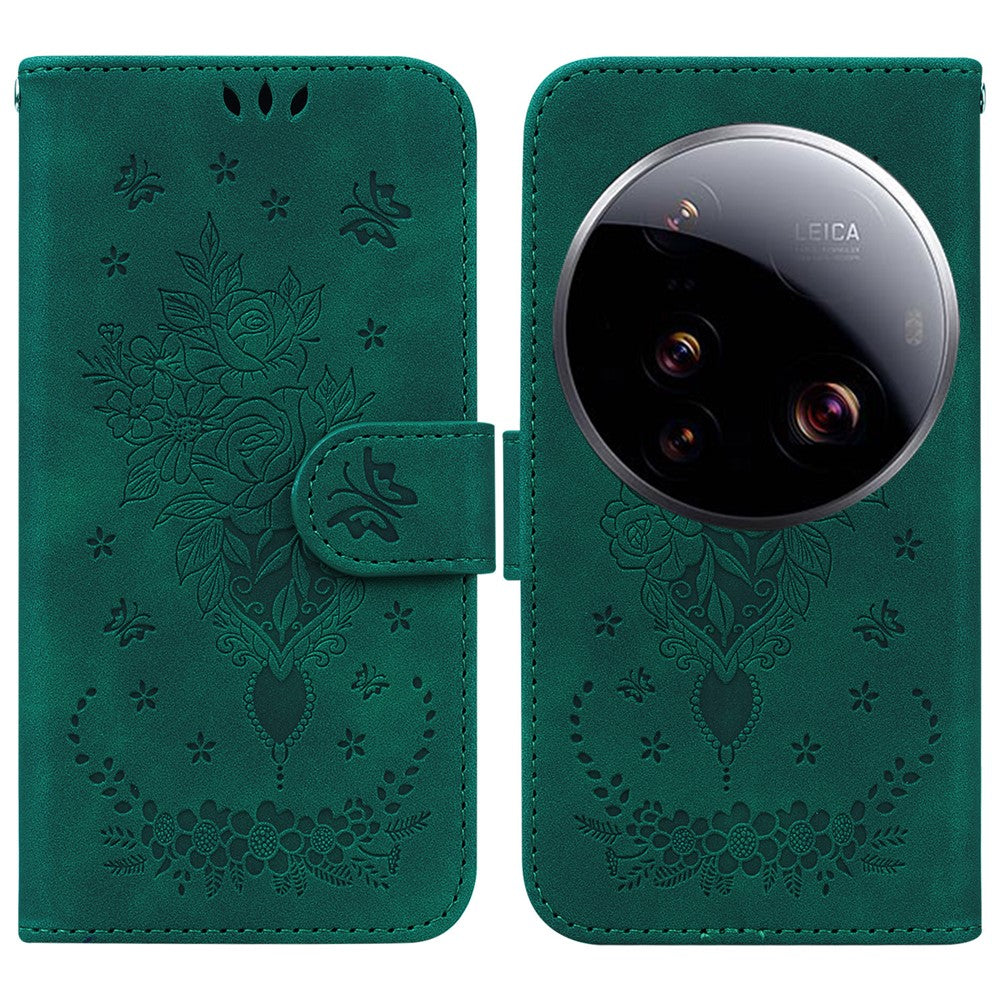 For Xiaomi 15 Ultra Case PU Leather Wallet Phone Cover Butterfly Flower Imprint