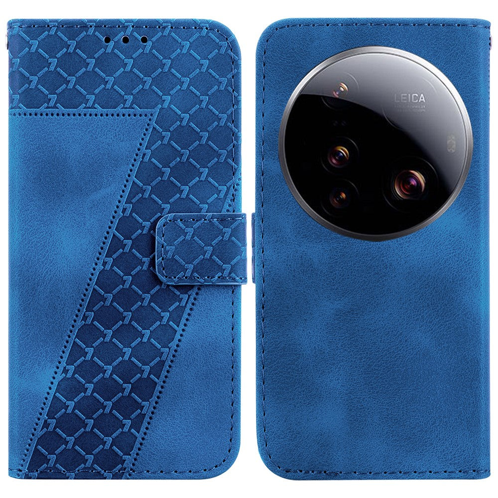 For Xiaomi 15 Ultra Stand Case 7-Shaped Pattern Imprint Leather Phone Cover