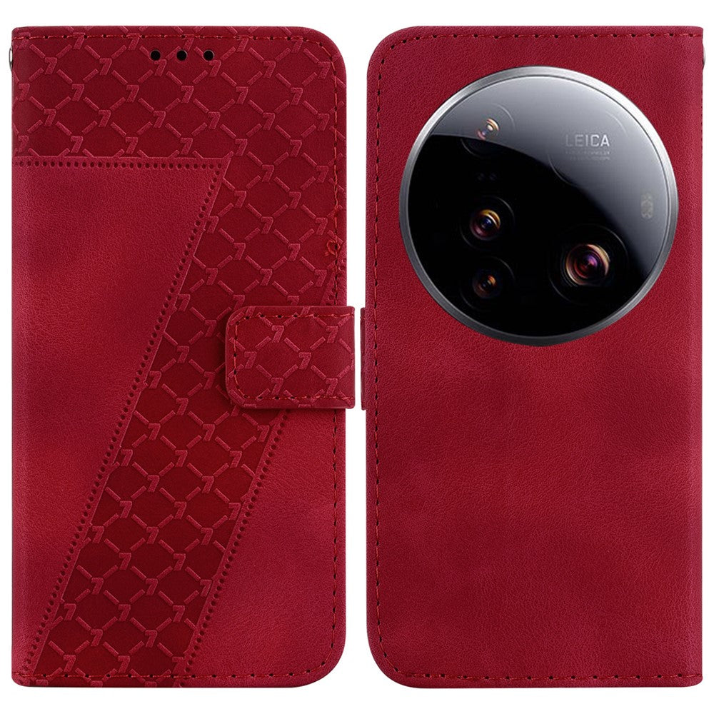 For Xiaomi 15 Ultra Stand Case 7-Shaped Pattern Imprint Leather Phone Cover