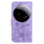 For Xiaomi 15 Ultra Case Lily Flower Imprint Leather Phone Cover with Stand