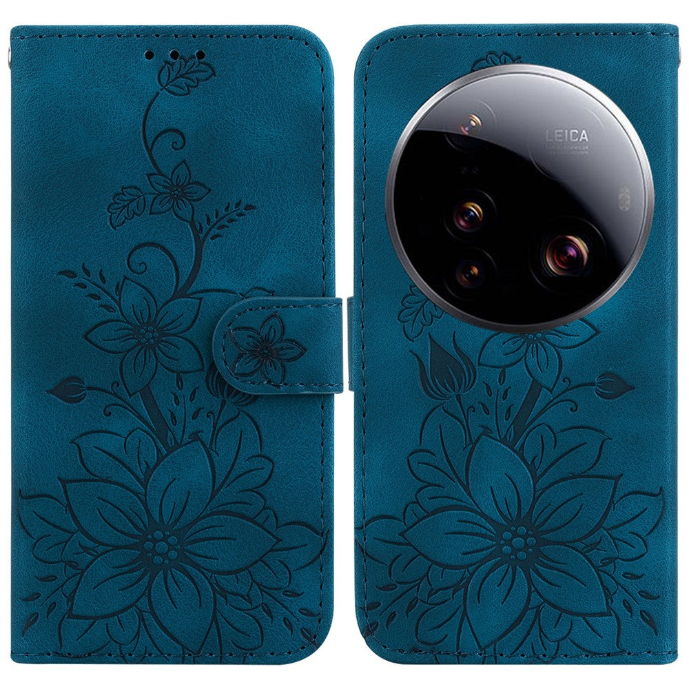 For Xiaomi 15 Ultra Case Lily Flower Imprint Leather Phone Cover with Stand