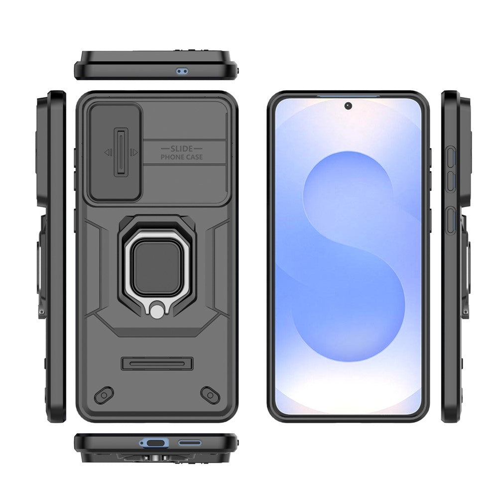 For Samsung Galaxy S25 Edge Case PC + TPU Kickstand Phone Protector with Lens Cover