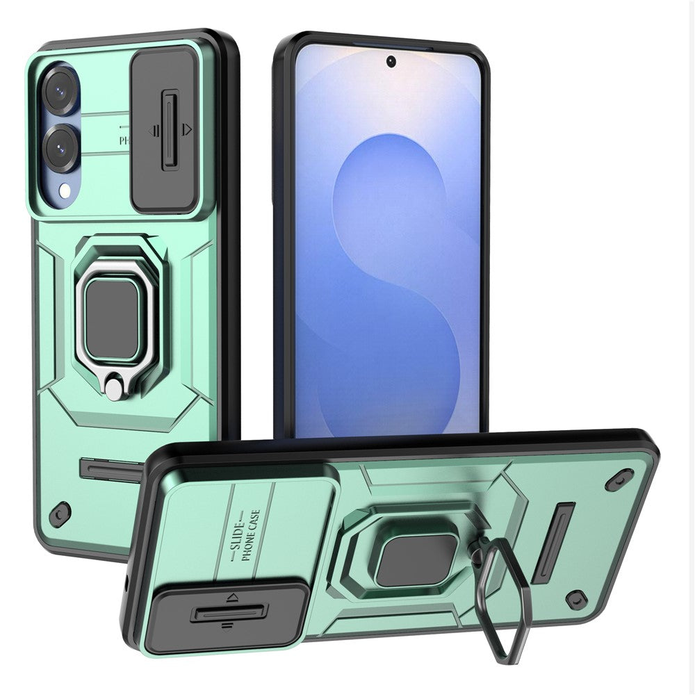 For Samsung Galaxy S25 Edge Case PC + TPU Kickstand Phone Protector with Lens Cover