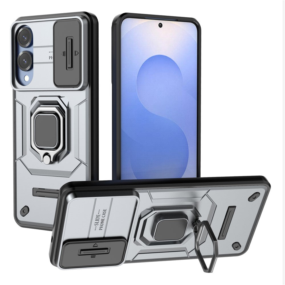 For Samsung Galaxy S25 Edge Case PC + TPU Kickstand Phone Protector with Lens Cover