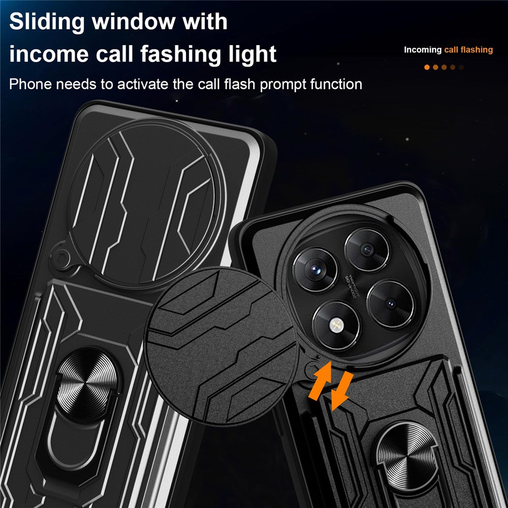 For Xiaomi Redmi Note 14 Pro 4G Case PC + TPU Kickstand Phone Back Cover with Camera Slider