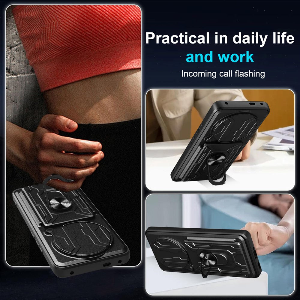 For Xiaomi Redmi Note 14 Pro 4G Case PC + TPU Kickstand Phone Back Cover with Camera Slider